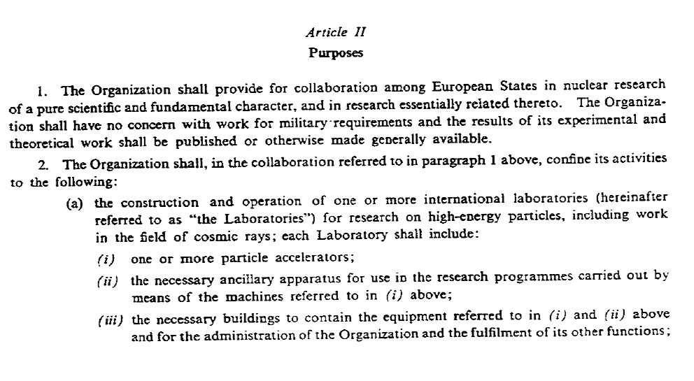 Article 2 of the CERN Convention